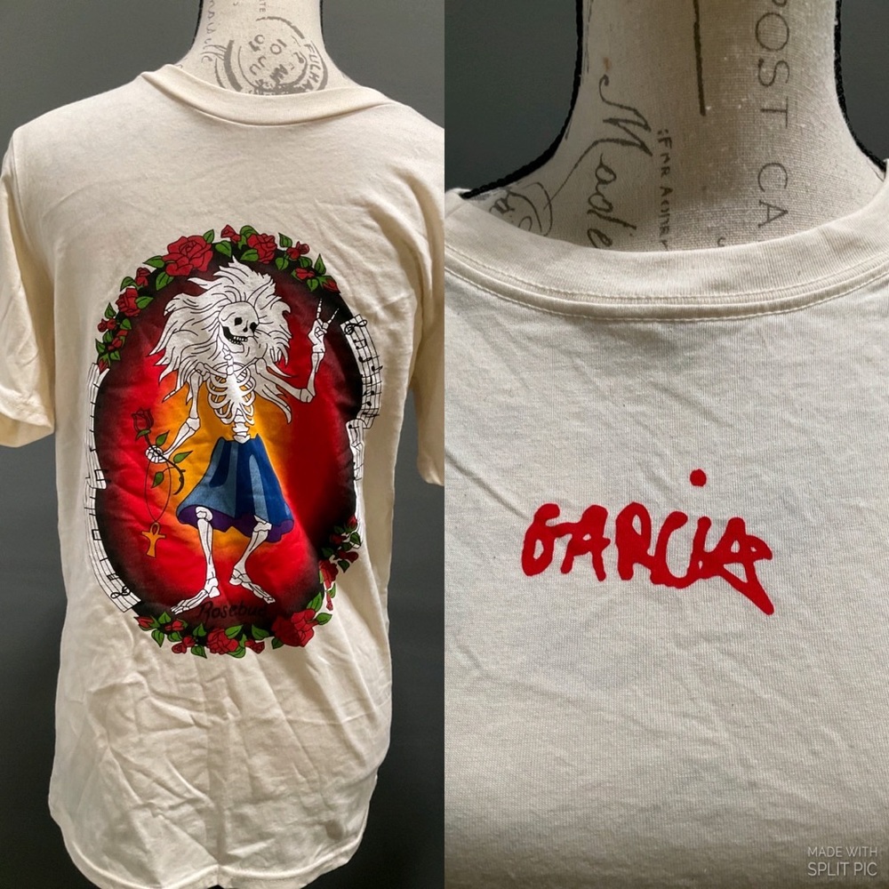 NWOT GRATEFUL DEAD ROSEBUD SKELETON ORGANIC COTTON TEE